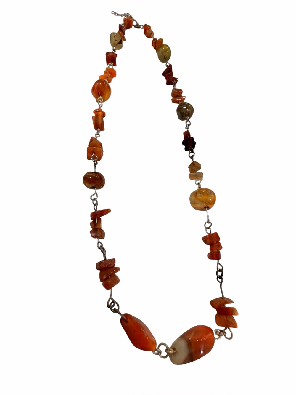 Vintage Carnelian & Banded
Agate Chunk Necklace | Boho
Statement Jewelry